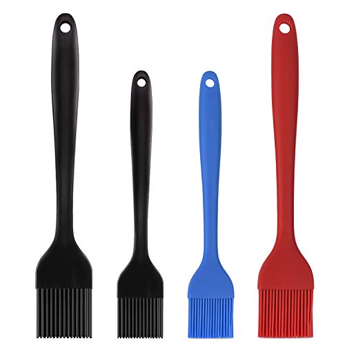 Hhyn Silicone Basting Pastry Brush Set 4 Pack Heat Resistant Spread Oil Butter Sauce for BBQ Grill Barbeque Kitchen Baking Cooking Pastries, 2 Large & 2 Small Multicolor - color: 4 Pcs Multicolor