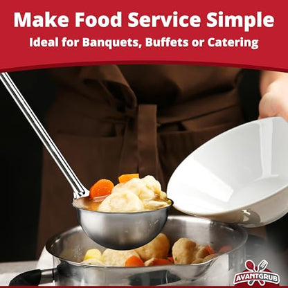 Super Sturdy, Ergonomic 1 Oz. Soup Ladle 1 Pk. Stainless Steel Ladles with Long Handles. Best Kitchen Accessories for Stirring, Portioning and Serving Soups, Chili and Stew in Restaurants and at Home - size: 1-oz