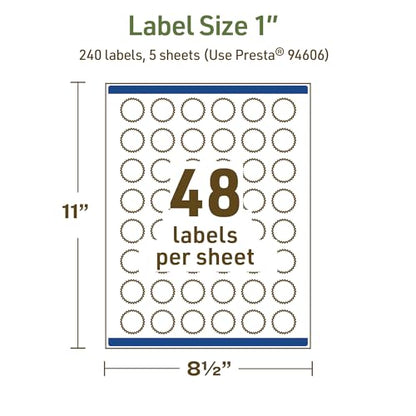 Avery Dissolvable Starburst Labels, Sure Feed Technology, 1", Matte White, Print-to-The-Edge, Laser/Inkjet Printable, 240 Labels Total - style: 240 labels