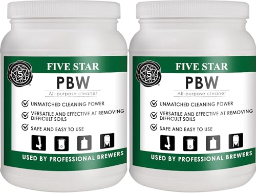 Five Star PBW Cleanser 4 lb (2 Pack) – Alkaline Brewery Wash Powder Cleaner for Brewing Equipment, Kettles, Fermenters & Homebrew Systems