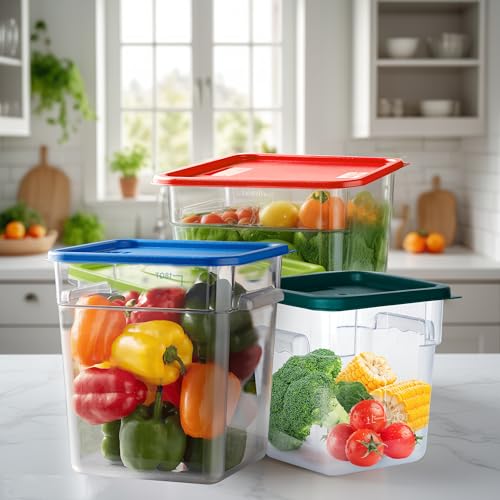 4 Pack 22 Quart Food Storage Containers with Lids, Polycarbonate Square Commercial Food Containers, NSF, Clear, New Version - color: 22Qt-New Version