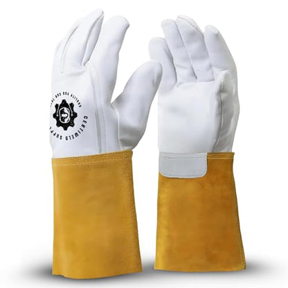 CertiWeld Supplies Leather Welding Gloves – Heat Resistant Work Gloves –Protection Sleeves for BBQ, Gardening, Manual Work - size: X-Large