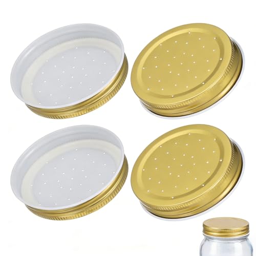 Bee Water Dispenser,4pcs Metal Mason Jar Lid Beehive Water Honey Bee Canning Feeders Beekeeper Tools Drinking Beekeeping Equipment