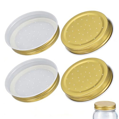 Bee Water Dispenser,4pcs Metal Mason Jar Lid Beehive Water Honey Bee Canning Feeders Beekeeper Tools Drinking Beekeeping Equipment