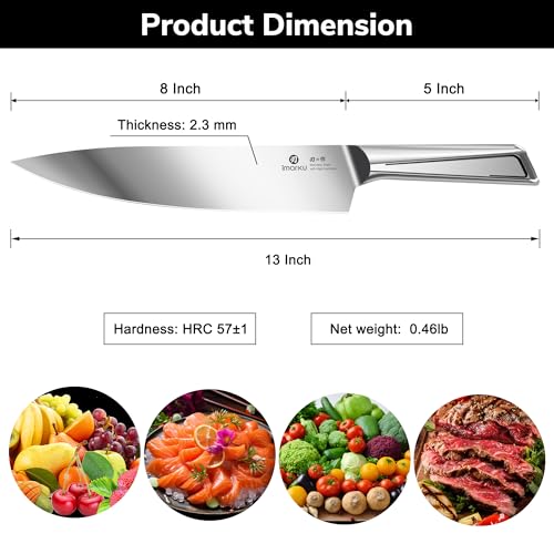imarku Chef Knife 8 Inch, Ultra Sharp Stainless Steel Kitchen Knife with Ergonomic Handle, Professional Cooking Knife for Meat, Vegetables & Fruits, Rust Resistant Chef’s Knife with Gift Box