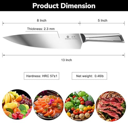 imarku Chef Knife 8 Inch, Ultra Sharp Stainless Steel Kitchen Knife with Ergonomic Handle, Professional Cooking Knife for Meat, Vegetables & Fruits, Rust Resistant Chef’s Knife with Gift Box