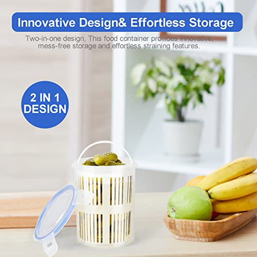 Firlar 4 Pack Pickle Jar with Strainer Insert, Transparent Pickle Storage Container with Leaks-Proof and Lock It Lid, Pickle Holder Keeper Lifter, Barrel of Olive Jalapeno, Large Flip Jar - color: Jar-4PCS