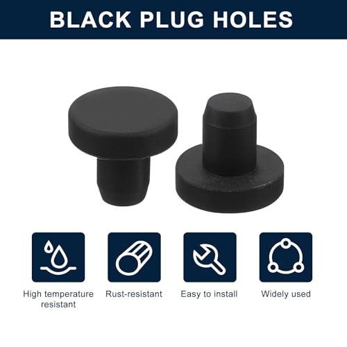 uxcell 32 Pieces Black Rubber Stopper, 7mm Plug Holes for 6.5-6.8mm/0.26-0.27" Hole - size: 6.5-6.8 mm