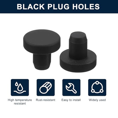 uxcell 32 Pieces Black Rubber Stopper, 7mm Plug Holes for 6.5-6.8mm/0.26-0.27" Hole - size: 6.5-6.8 mm