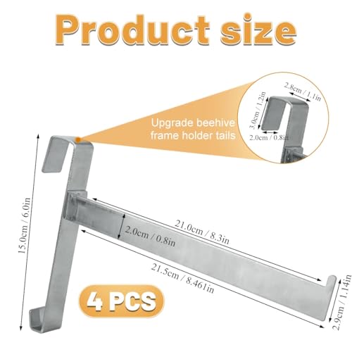 4 Pcs Upgraded Beehive Frame Holder, Stainless Steel Bee Hive Stand, Beehive Frame Perch-Supports 5 Beehive Frame Perch for Beekeeper Hive Tool