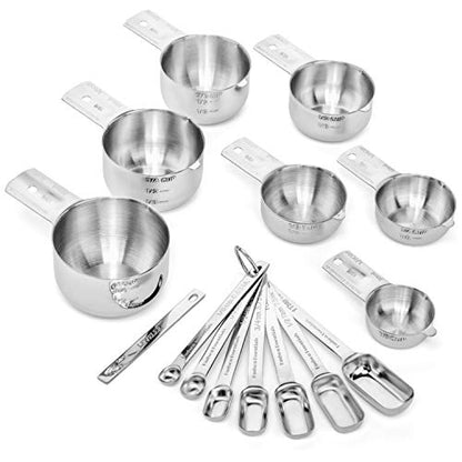 Hudson Essentials Stainless Steel Measuring Cups and Spoons Set (14 Piece Set) - size: 14 Piece Set