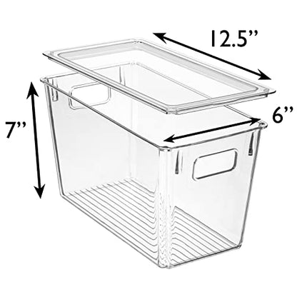 ClearSpace Modern Plastic Storage Bins with Lids – Perfect Kitchen Organization or Pantry Fridge Organizer, 4 Pack, 12.5" x 6" x 7", 9L Capacity Each, BPA Free, Stackable - size: 4 Pack