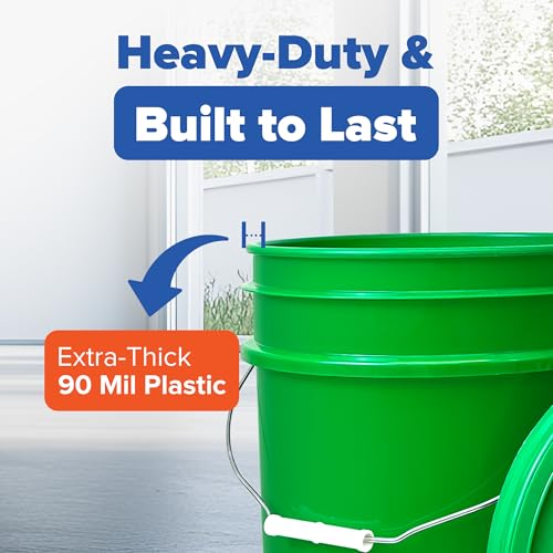 ePackageSupply 5 Gallon Plastic Bucket with Airtight Lid | Food Grade Bucket | BPA-Free | Heavy Duty 90 Mil All Purpose Pail | One 12" Rubber Mallet & One Lid Opener Included | 1 Pack - color: Green, size: 1 Pack