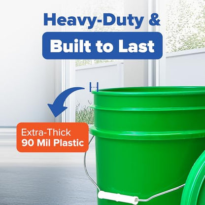 ePackageSupply 5 Gallon Plastic Bucket with Airtight Lid | Food Grade Bucket | BPA-Free | Heavy Duty 90 Mil All Purpose Pail | One 12" Rubber Mallet & One Lid Opener Included | 3 Pack - color: Green, size: 3 Packs
