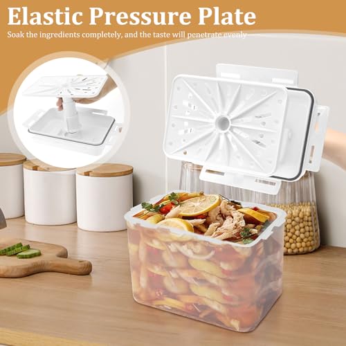 Press Plate Leakproof Airtight Pickle Kimchi Container, Press Plastic Fermentation Container, 5L Food Storage Box w Hidden Handle, Portable Mason Jar, Clear Sauerkraut Press Container for Home Kitchen - color: 5 L Preserving Jar