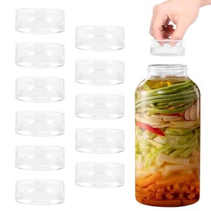 12Pcs Glass Fermentation Weights Kit for Beginners with Easy Grip Handle Transparent Pickle Glass Weights for Wide Mouth Mason Jars Pickles (Style 2) - color: Style 2