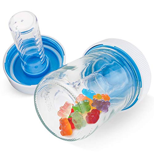 Masontops Jar Safe - Child Proof Herb Container - 2PK - Airtight Storage - Regular Mouth Jar Lock - Stash Bottle Locker - color: Blazin' Blue/Cloud White, size: Regular Mouth