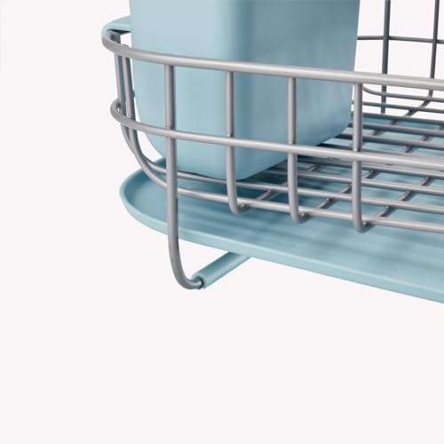 KitchenAid Low Profile Compact Dishrack with Removable Flatware Caddy and Angled Self-Draining Board, Rust Resistant Wires, 12.59 x 17.55 x 6.29 Inch, Mineral Water - color: Mineral Water, size: Low Profile