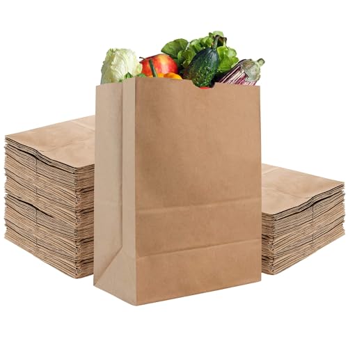 Stock Your Home 52 lb Kraft Brown Paper Bags (100 Count) – Bulk Large Grocery Bags for Shopping - size: 100 Count