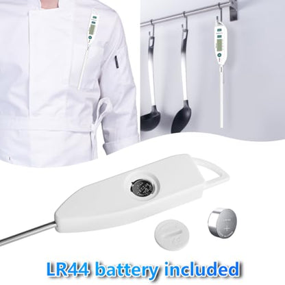 BOMATA Waterproof IPX7 Thermometer for Water, Liquid, Candle and Cooking. Instant Read Food Thermometer with Long Probe for Cooking, Meat, BBQ! T101 White - color: White