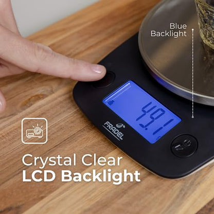 Fradel 0.1g Digital Kitchen Food Scale in Grams & Ounces - 11lb, for Cooking, Baking, Weight Loss - Round - style: Round