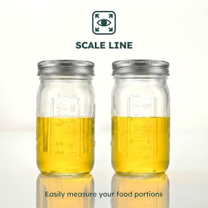 6 Pack 32 oz Mason Jars, Wide Mouth Glass Jars with Airtight Lids for Food Storage, Pickling, Canning, Fermenting - Leakproof - color: 6 Pack - Metal