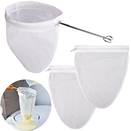 WMKGG Ultra Fine Mesh Strainer Bags, Reusable Mesh Filter Bags with Stainless Steel Handle Frame for Filter NutMilk, Coffee, Milk, Butter, Juices and Fresh Cheese (Small Size) - size: Small Size