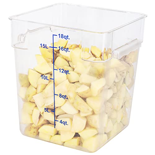 Restaurantware-Met Lux 18 Quart Brine Bucket, 1 Square Marinating Container - With Volume Markers, Built-In Handle, Clear And Blue Plastic Dough Rising Bucket, Freezer-Safe, Lid Sold Separately - size: 18 Quarts, style: 1 Count