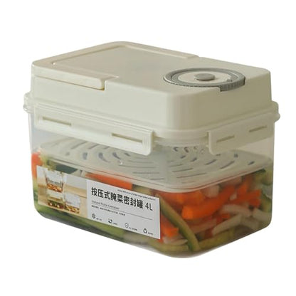 Fermentation Container - Adjustable Inner Lid, Manual Degassing Vegetable Maker, Anaerobic Sauerkraut Maturation Tank, 4L Plasticc Brine Sealing Tub | Traditional Alternative for Chefs & Fermenters