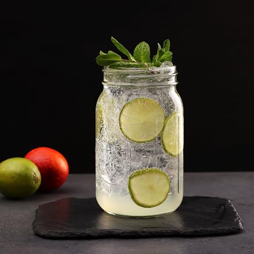 Reusable Boba Bubble Tea & Smoothie Cups - 2 Glass Wide Mouth 32oz Mason Jars with Bamboo Lids - 2 Reusable Gold Stainless Steel Boba Straws