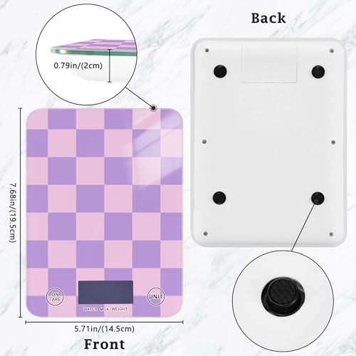 Food Scale Kitchen Scale for Baking Cooking Digital Food Weighing Measuring Scale Small Waterproof Electric Food Scale Checkered Purple - color: Checkered Purple