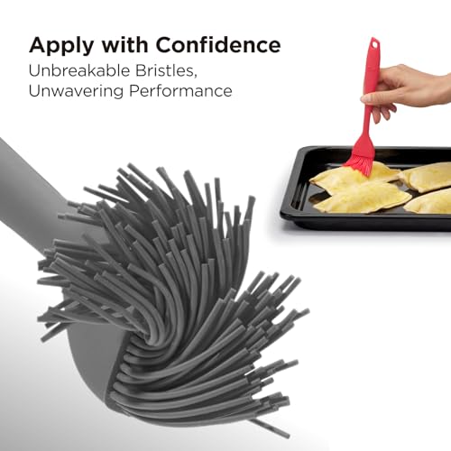 Kitchen Mama WaltzGrip Platinum Silicone Basting Pastry Brush, Metal Gray | Heat-Resistant, For Cooking, Baking, Grilling, Spreading Oil or Butter, Dishwasher-Safe - color: Metal Gray