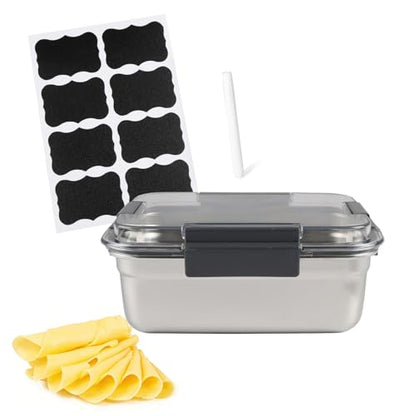 Cheese Container for Refrigerator,Cheese Stainless Steel Container with Lids,Deli Meat Saver, Non Toxic Airtight Storage Container for Stackable Sliced Grated,Shredded,Cheddar Cheeses Holder-Small - size: Small