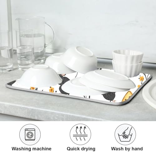 Mouse Cheese Print Dish Drying Mat for Kitchen Counter Absorbent Dish Drainer Mat Heat Resistant Dishes Drying Pad 16x18 inch - size: S 16x18in