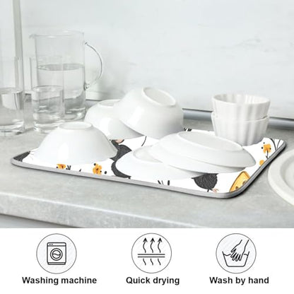 Mouse Cheese Print Dish Drying Mat for Kitchen Counter Absorbent Dish Drainer Mat Heat Resistant Dishes Drying Pad 16x18 inch - size: S 16x18in