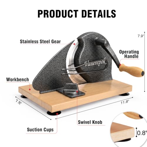 vanerepok Manual Bread Slicer Adjustable Thickness for Homemade Sourdough | Hand Crank Bread Cutter with Scale & Stable Suction Cups & Wood Base for Even Slicing Perfect Baking Gift for Home Bakers - color: Marble