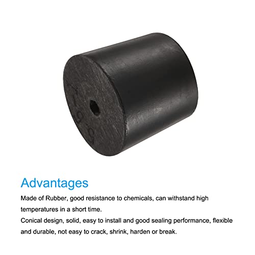 MECCANIXITY Rubber Tapered Plug 24mm to 28mm with Hole Test Tubes Bungs Stopper Black for Lab Home 5 Pieces - size: 24mm - 28mm
