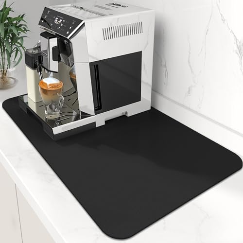WISELIFE Coffee Mat Super Absorbent Dish Drying Mat Coffee Bar Accessories Match with Machine Large Drying Mats for Kitchen Counter 12" W x 19" L, Black - color: Black, size: 19" x 12"