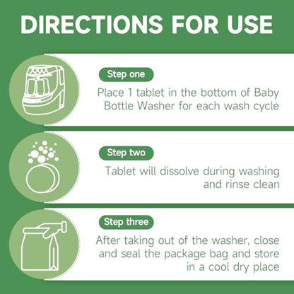 Bottle Washer Detergent Tablets, Fits All Machines, 120 count | Baby-safe, deep cleaning, chlorine & fragrance free, no residue, compatible with Momcozy & Baby Brezza Pro and all brands - size: 120 Count (Pack of 1)