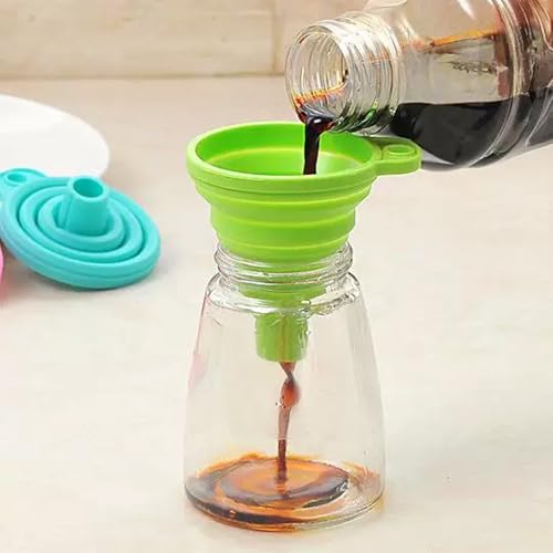4-Pack Silicone Collapsible Funnel Set - Small & Large Foldable Kitchen Funnels for Liquid Transfer, Food-Grade & Easy to Store, Perfect for Filling Water Bottles & Jars