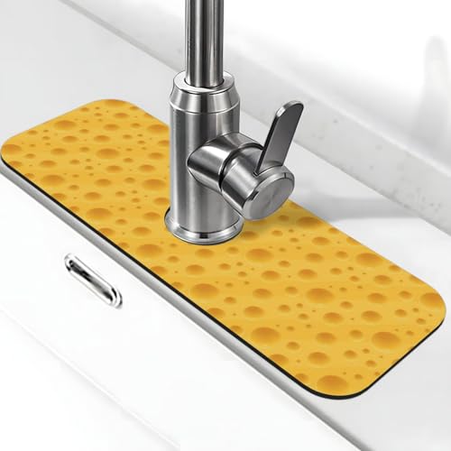 Cheese Faucet Mat For Kitchen Sink, Absorbent Countertop Protector, Quick Dry Sink Splash Guard Pad, Waterproof Draining Mat 15" X 5.5" - color: Style 6