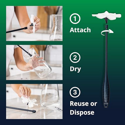 Bottle Drying Wand for Water Bottles & Narrow Openings (>1.25"), Removes Residual Drops - size: Starter Kit