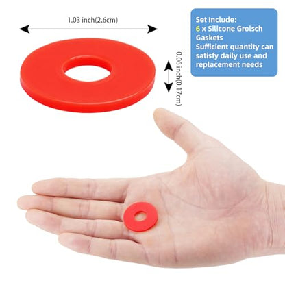 6pcs Dopamine color Silicone Gaskets Washers Seals for Cap Swing Flip Top Bottle for Home Brew Beer Soda Bottle Sealingflat,no cover (Red) - color: Red