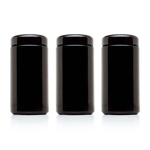 Infinity Jars, 500 ML (17 fl oz) Pack 3, Premium Airtight Ultraviolet Glass Jar Smell Proof, Antistatic, Light Blocking Container for Herbs, Coffee, Tea & Spices Durable, Travel-Friendly Storage