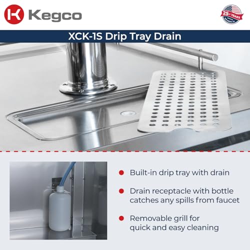 Kegco 3PXCK-1S-K 24" Single‑Tap Commercial Stainless Steel Kegerator – 5‑Gallon & Slim Keg Compatible, Digital Temp Control