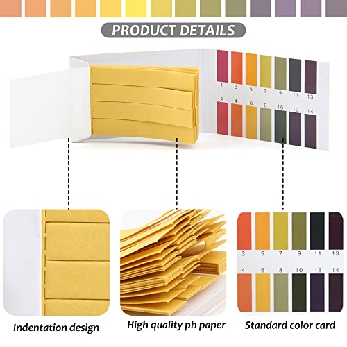 pH Test Strips, Universal Indicator Litmus Paper, Acid Alkali Test Paper, pH 1-14, for Water, Soil, Cosmetic (3)