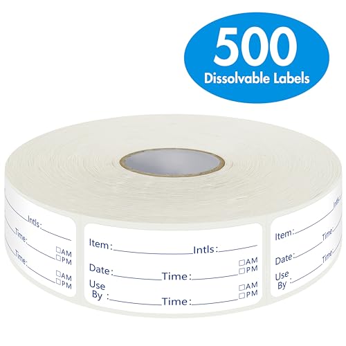500 Dissolvable Food Labels,Removable Freezer Pantry Stickers with Perforation Line,Fast Dissolving No Residue Left for Food Containers,Jars,Freezers,Kitchen,Restaurant Storage Organization (1” x 2”) - color: Dissolvable Printed Version