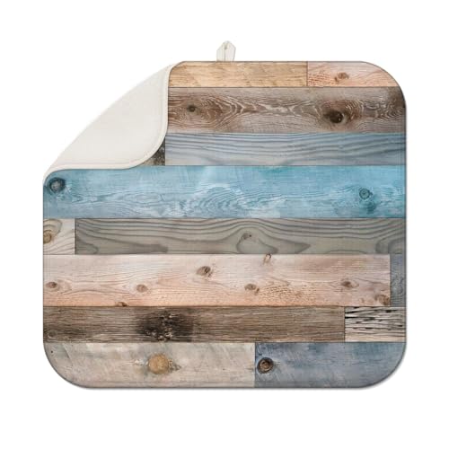 Dish Drying Mat Retro Wood Kitchen Mat for Countertop Protector Absorbent Mats Dishes Pad for Kitchen Counter Coffee Table Decor Accessories Large 16X18 inch - color: Wood, size: 18" x 16"