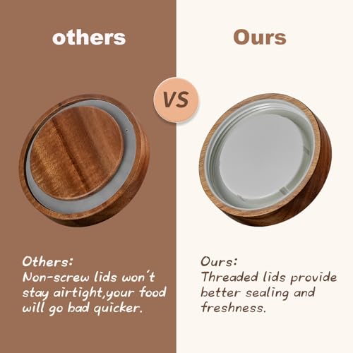 Wissy&Konny Sourdough Starter Jar 2Pack 35OZ with Ounce Scale Line,Date Marked Feeding Band, Thermometer, Sourdough Jar Scraper, Cloth Cover & Wood Lid, Wide Mouth for Sourdough Bread Baking - color: Wood Lids-2 Pack