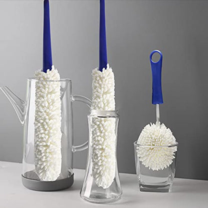 KUWAN Bottle Cleaning Brush Multi-Function Household Tools Flexible Bottle Scourer for Some Decanters, Goblets, Glasses, Cups (Middle Length) - color: Middle-1pc